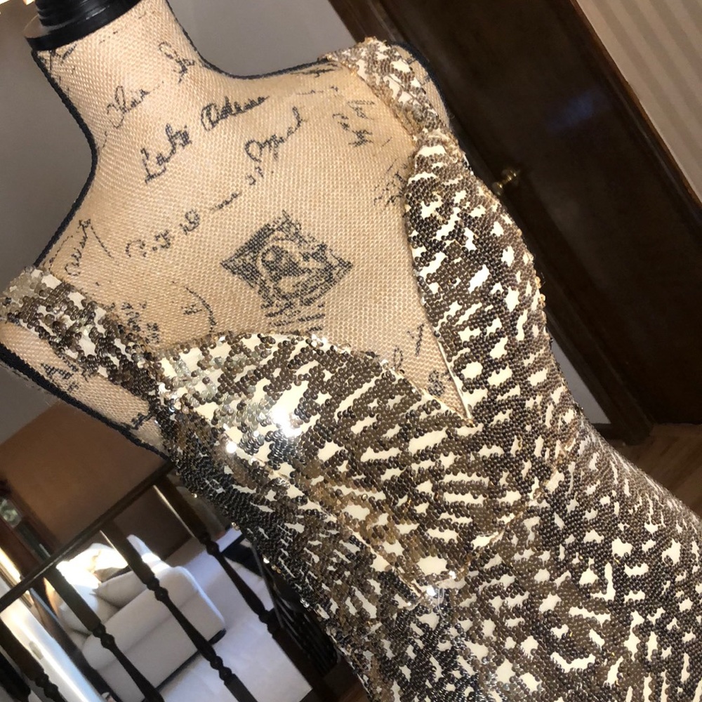 Tan & Gold Sequence Dress